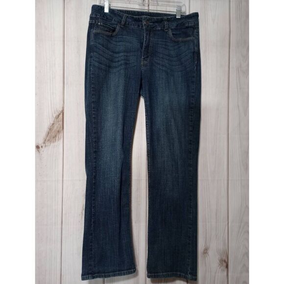 Dark Wash Bootcut Jeans Womens Denim Pants Casual Everyday‎ Comfort - Picture 1 of 8